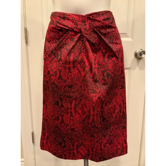 Michael Kors Red & Black Snakeskin Patterned Pencil Straight Skirt, Size 8 (US) - Picture 1 of 5